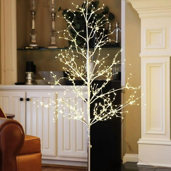 LIGHTSHARE 5 ft. LED Tree - Starlit Tree Collection with Warm White LED Angel Lights, 5 Feet, Silver, Perfect for Home Décor Holiday Party Wedding