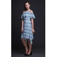 thumbnail image 2 of Bimba Tunique à Épaules Dénudées Imprimée Teinture sur Nœuds Bleue pour Femmes Robe de Soirée Col Rond - Très Grande Taille, 2 of 6