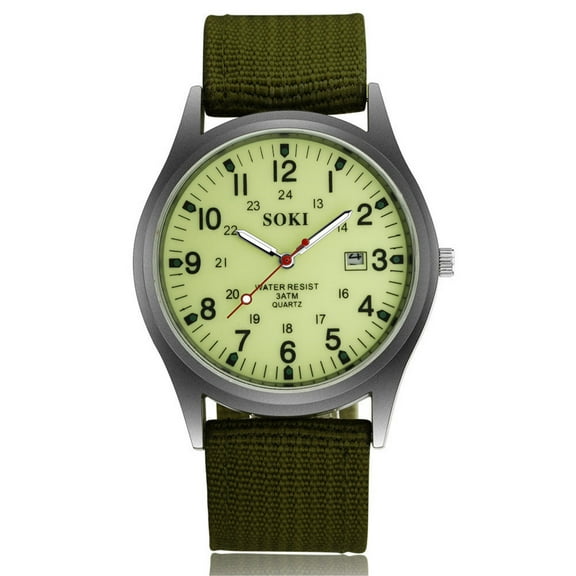 Avaner Mens Watches Military Army Analog Quartz Waterproof Wrist Watch for Men Date Display Nylon Strap Tactical Field Sports Night Vision Luminous Wristwatch