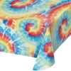 Creative Converting Tie Dye Swirl White Plastic Tablecover 54" x 108", All Over Print