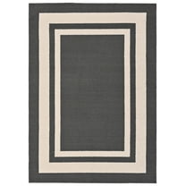 Garland Rug Borderline Polypropylene Cinder Gray/Ivory Indoor/Outdoor Area Rug, 5' x 7'