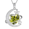 thumbnail image 1 of Juwaliy Collar de Mujer de 13 Mm Moon y Estrella Corazón Piedra de Nacimiento de Agosto Dije de Plata Esterlina 925 Peridoto Verde Joyería Celestial Regalo de Navidad Cumpleaños San Valentín para, 1 of 10
