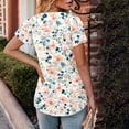 thumbnail image 3 of Paiyanr Women Tunic Tops Casual V-Neck Short Sleeve Shirts Floral Blouses Loose Summer Tops, 3 of 7
