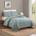 thumbnail image 2 of Laurel & Mayfair Block Print Floral Vine Silhouette Blue 3-Piece Cotton Voile Quilt Set, Full/Queen, 2 of 7