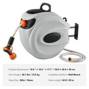 BENTISM Retractable Hose Reel, 84 ft x 5/8 inch, 180° Swivel Bracket Wall-Mounted, Garden Water Hose Reel with 9-Pattern Nozzle, Automatic Rewind, Lock at Any Length, and Slow Return System
