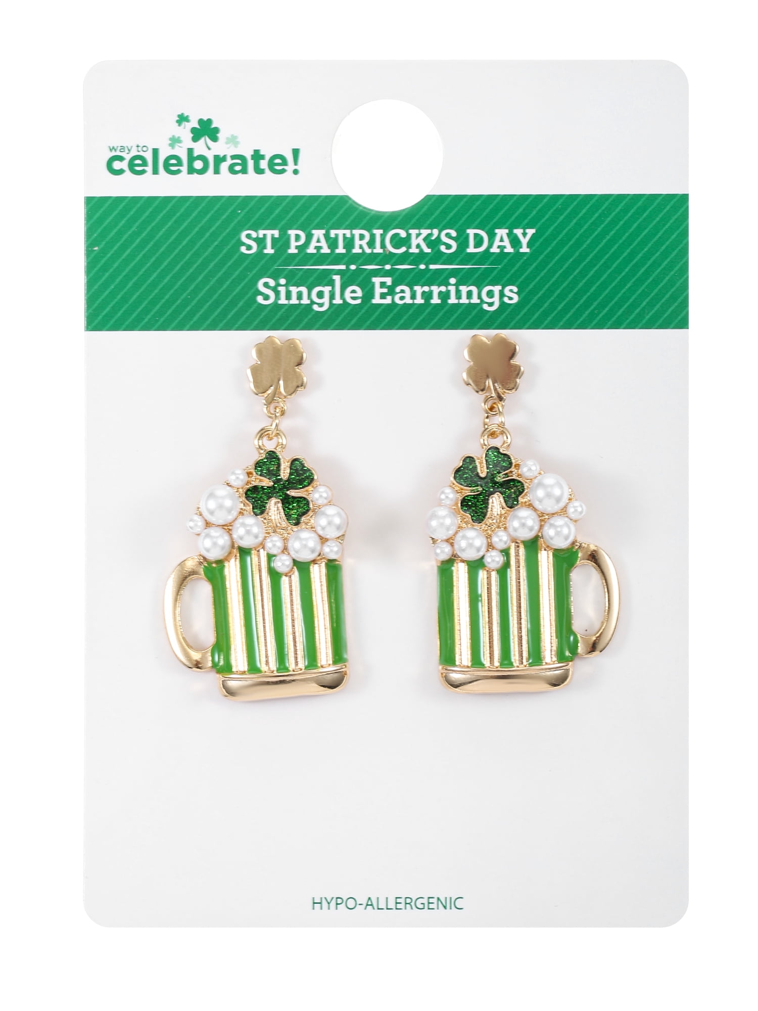 Way to Celebrate St. Patrick's Day Mug Earrings, 1 Pair