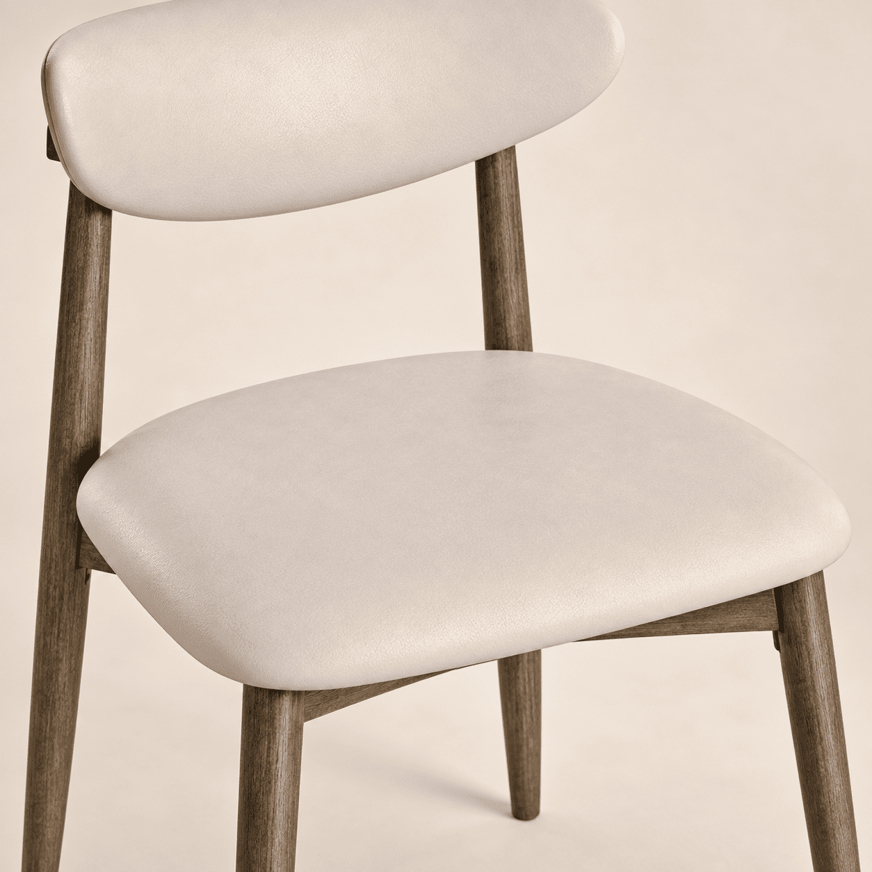 Furnibear Upholstered Dining Chairs Set of 2 with Curved Backrest and Rubber Wood Legs for Kitchen and Dining Room Modern Seating, Beige