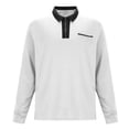 thumbnail image 6 of JMKQLZ Men Solid Color Pocket Long Sleeves Flip Collar Fashion Golf Ball Shirt Tops, White, Size: XL, 6 of 6