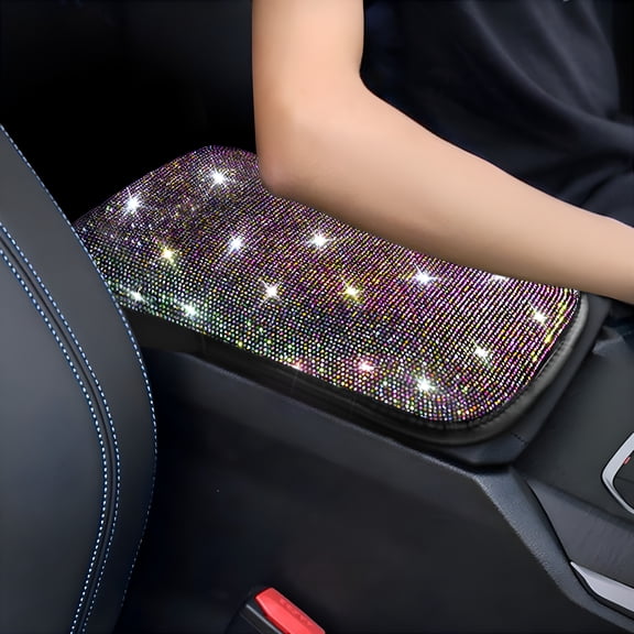 XIBUFE Car Inlaid Armrest Protective Cover,Bling Car Soft Arm Hand Holder Cover,Luxury Car Cover,Car Accessories for Women fit Most Cars,Flashing Hand Support Pad For Interior Of The Vehicle