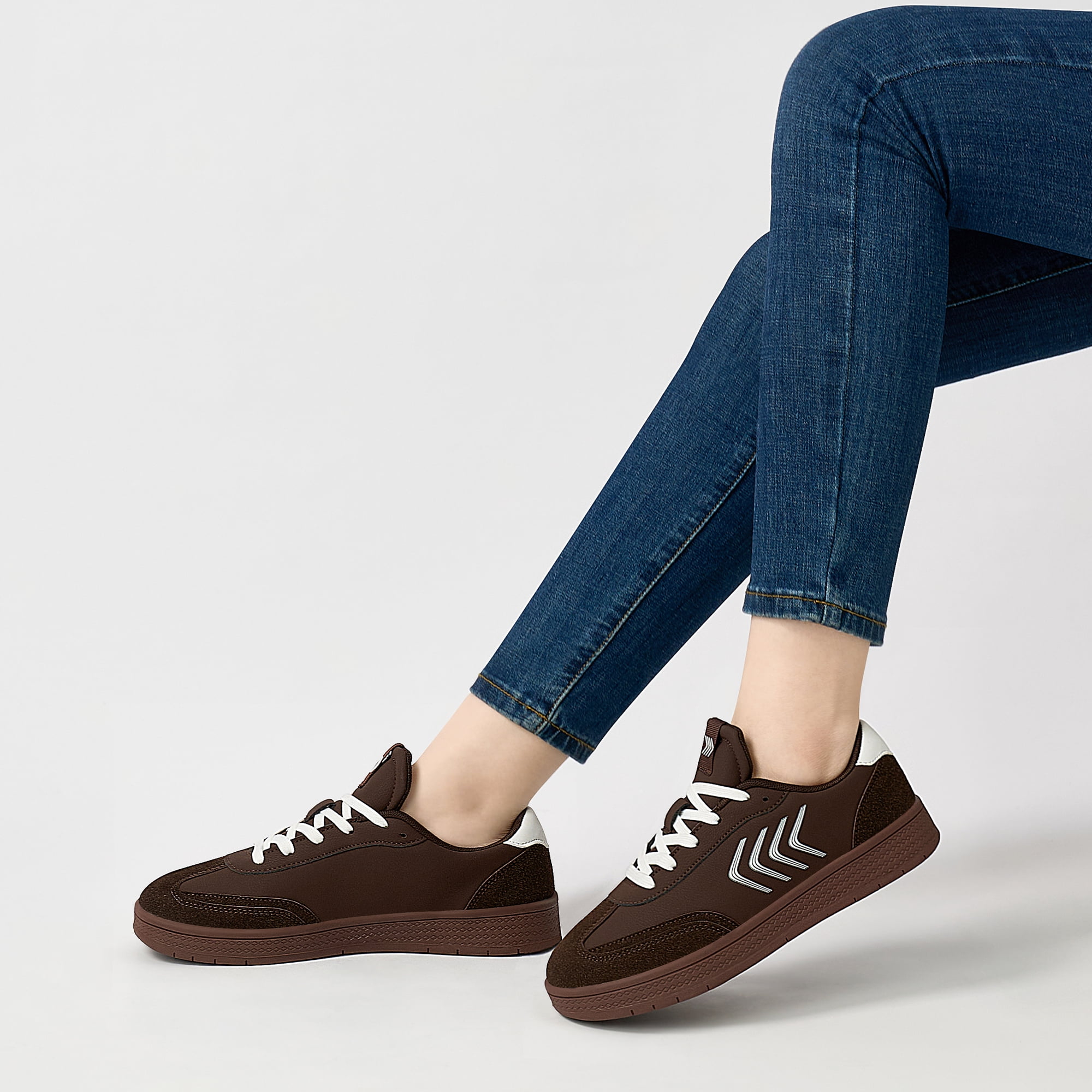 Ecetana Womens Walking Shoes PU Leather Low Top Tennis Shoes Non-Slip Casual Sneakers for Women