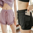 thumbnail image 5 of Quick Dry Double Layer Sport Gym Fitness Women Exercise Yoga Pants Leggings Shorts Workout Running PINK XXL, 5 of 8
