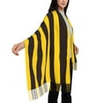 thumbnail image 3 of Rateoe Bee Stripe Women's Traditional Scarf Wrap Tassel Shawl Fringes Neck Head Shawl Retro Scarf, 3 of 8