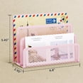 thumbnail image 3 of Mail Organizer for Desk, 3-Slot Mesh Metal Mail Holder countertop, Letter Holder, Office Desktop Envelope and Document Storage Rack (Pink), 3 of 6