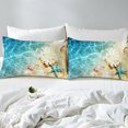 thumbnail image 3 of Erosebridal Ocean Bed Sheets Set Twin Beach Fitted Sheets Coastal Nature Theme Pattern Teal Flat Sheet Hawaiian Top Sheet Sea Wave Animals Starfish Sheet Set 1 Pillow Case,Blue Room Decor, 3 of 3