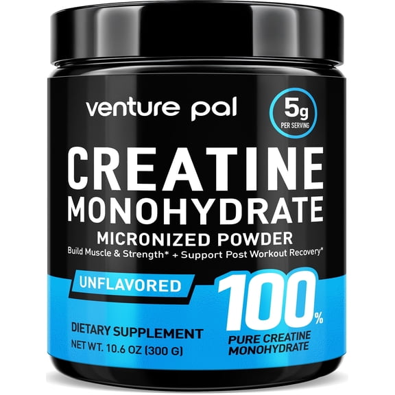 Venture Pal 100% Pure Micronized Creatine Monohydrate Powder for Strength, Power & Daily Performance Support, Vegan, Keto, Gluten Free, 300 g, 60 Servings