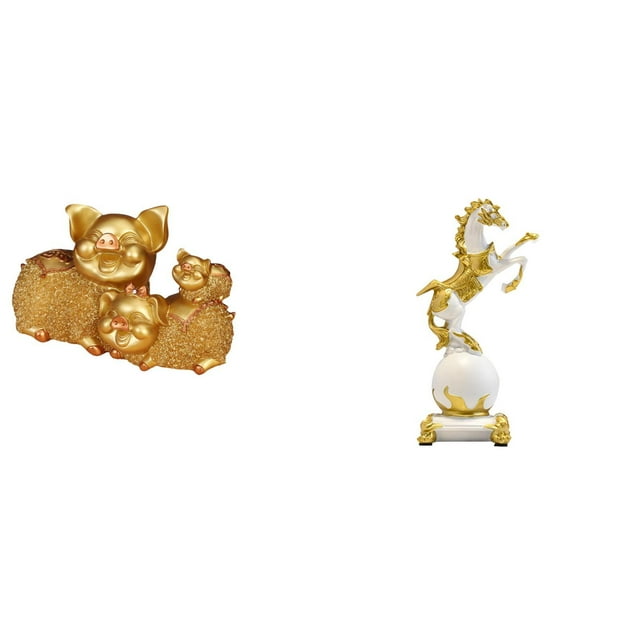 Figura de caballo y cerdo, estatua moderna de animal, escultura de resina, adorno coleccionable para estantería, dormitorio, centro de mesa, repisa o