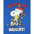 thumbnail image 4 of Peanuts Christmas Pajamas Men's Snoopy Woodstock Merry & Bright Holiday AOP Fleece Pajama Pant 2-Piece Pajama Set, 4 of 7