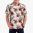 thumbnail image 2 of Balery Rose Flowers Printed Men’s Short Sleeve Polo Shirt, Midweight Men's Shirt,Golf Polo shirts -, 2 of 8