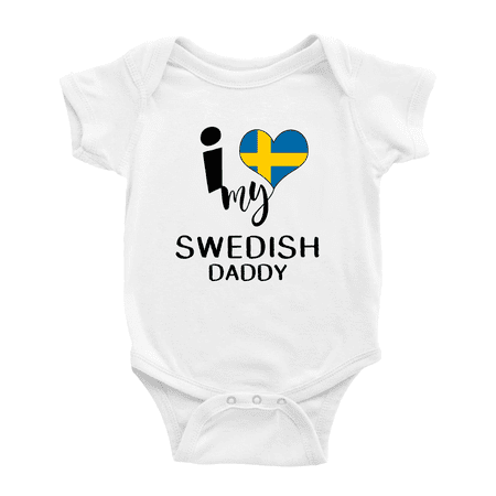 

I Heart My Swedish Daddy Sweden Love Flag Baby Bodysuit (White 18-24 Months)