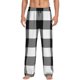 thumbnail image 1 of Balery White And Black Plaid Pantalones de pijama para hombre, pijama ultraligero, pantalón de descanso-Medium, 1 of 6