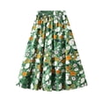 thumbnail image 1 of Gibobby Falda de tul Falda midi con estampado floral Falda de cintura alta Falda de cintura elástica con bolsillos Falda plisada de verano Falda larga con vuelo(Verde， Talla única), 1 of 5