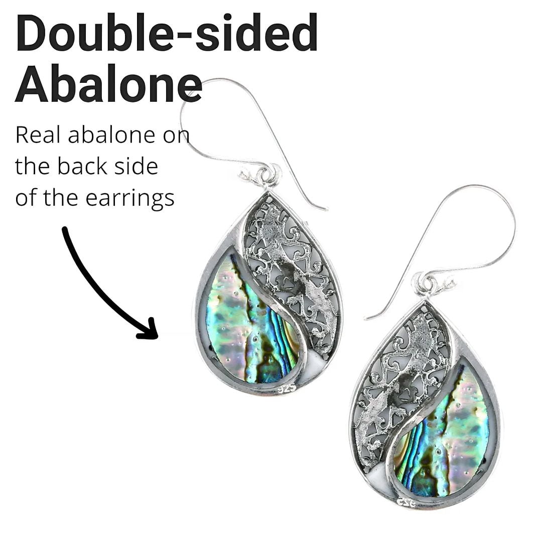 Abalone Shell Unique Earrings for Women - Boho Beach Earrings in 925 Sterling Silver - Costume Vintage Jewelry Birthday Christmas Gifts