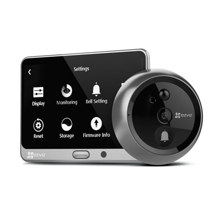 Remote Viewer - EZVIZ Lookout DP1 HD Video Smart Home Door Viewer with Rechargeable Battery, Built-in Doorbell, Human Detection, WiFi Enabled, LED Touch Screen, Remote Viewing, Two-Way Talk (iOS & Android Compatible)