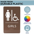 thumbnail image 2 of ADA CENTRAL SIGNS - 6"X9" Girls Accessible Restroom Sign - ADA Compliant Tactile Graphics Grade 2 Braille Text Wall Signs - Bathroom Door Placard Double Sided Tape Wheelchair Handicap Rest Room Sign, 2 of 7