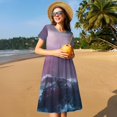 thumbnail image 4 of Easygdp lighthouse Waves Torrential Rain para Vestido Transpirable de Mujer, Vestido Suelto de Manga Corta con Pliegues y Bolsillos para el Verano, 4 of 6