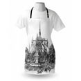 thumbnail image 4 of Notre Dame Apron, Square of the Archdiocese and Apse of Notre Dame Historic French Landmark, Unisex Kitchen Bib with Adjustable Neck for Cooking Gardening, Adult Size, Grey and White, by Ambesonne, 4 of 4
