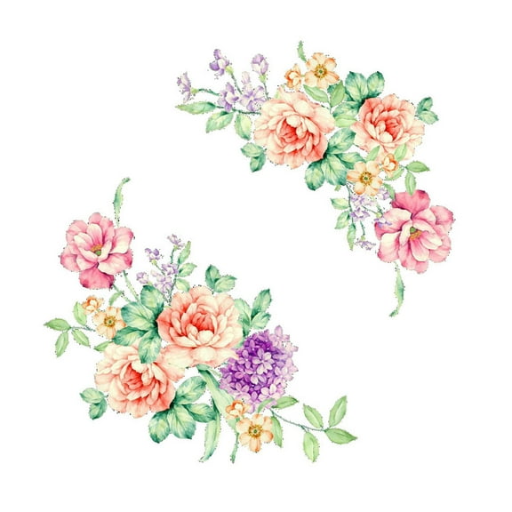 LYCAQL Peony Rose Lavender Butterfly Flower Wall Stickers Beauty Flowers Decals Self Adhesive Removable Waterproof Art Murals for Living Room Bedroom Toilet Restroom House DIY Decoration