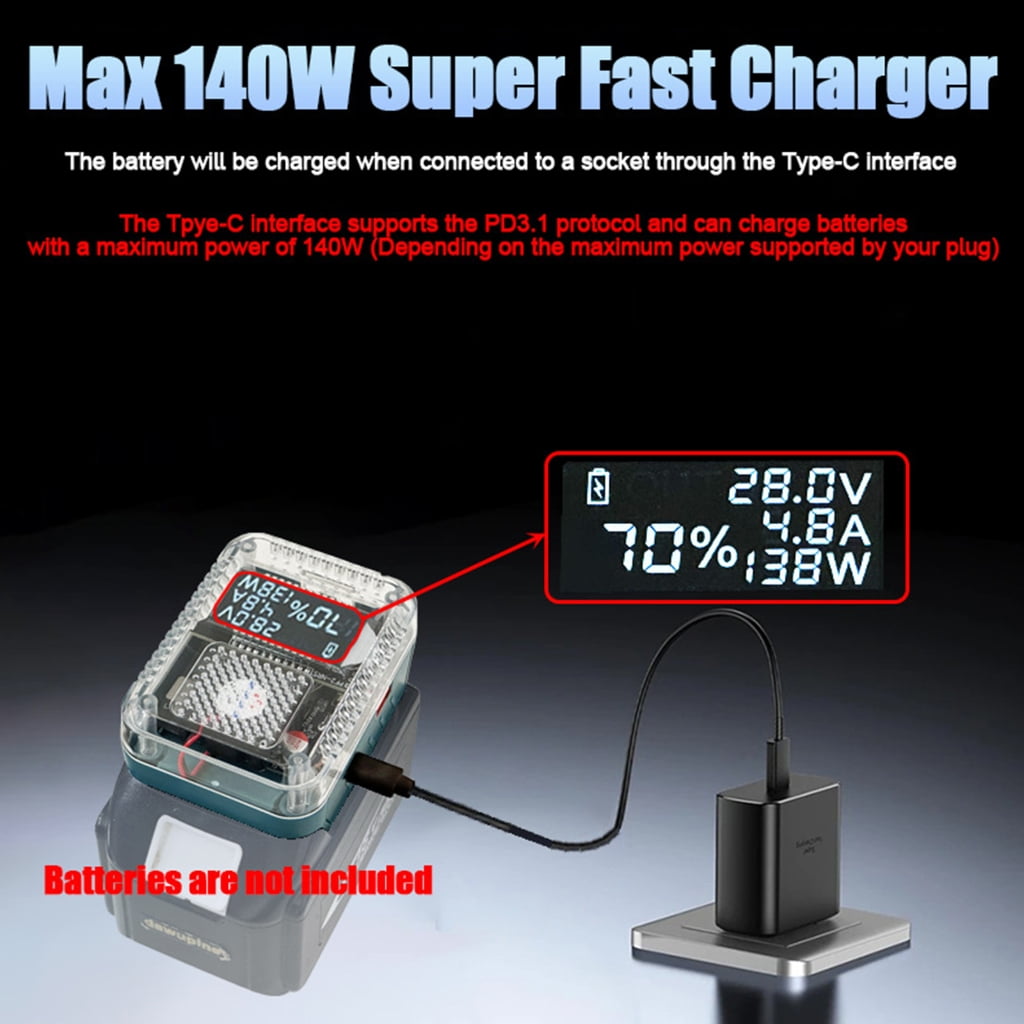 Tizuqe USB C Enable High Efficiency Charger Conversion Adapters for Lithiums Batteries with 140W Rapid Charging Capability