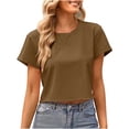 thumbnail image 3 of JINMGG 2024 Summer Tops for Women Clearance under $10,Women's Fashion Comfortable Casual Round Neck Short Sleeve Print Top Short Blouse, 3 of 8