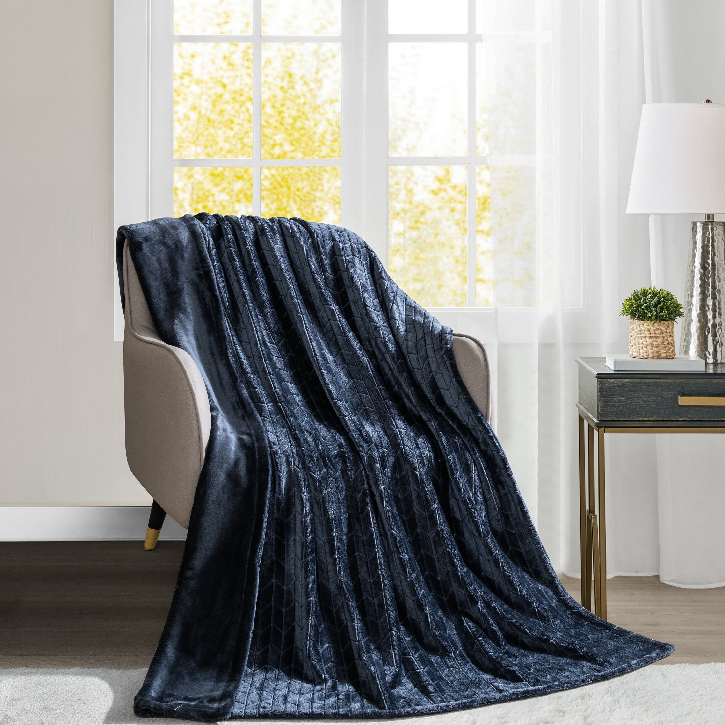 Better Homes Gardens Polyester Velvet Plush Throw Greystone 50