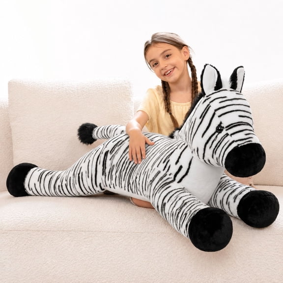 Tezituor 43.3'' Stuffed Zebra Plush Giant Plush Zebra Body Pillow