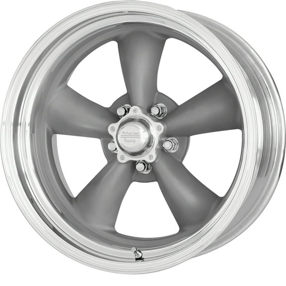 American Racing Vintage Aluminum Rim VN215 CLASSIC TORQ THRUST II 1 PC 15X10in Mag Gray Machined Lip Finish, VN2155165