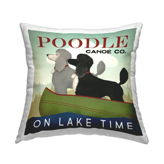 Stupell Industries Boating Poodle Dogs On Lake Canoe Landscape Design by Ryan Fowler Throw Pillow