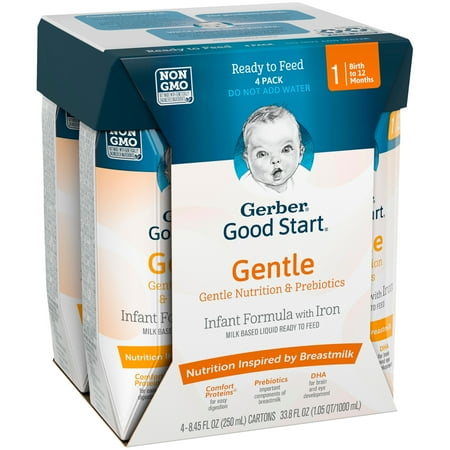 Gerber Good Start Gentle Non-GMO Ready to Feed Infant Formula, Stage 1, 8.45 fl oz (Pack of 4)