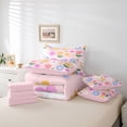 thumbnail image 6 of Feelyou Pink Groovy Flower Twin Bedding Sets 7-Piece, Kawaii Cartoon Floral Bedding Comforter Set, Teens Kids Girls Women Reversible Sheet Sets, Breathable Home Decor, 6 of 8
