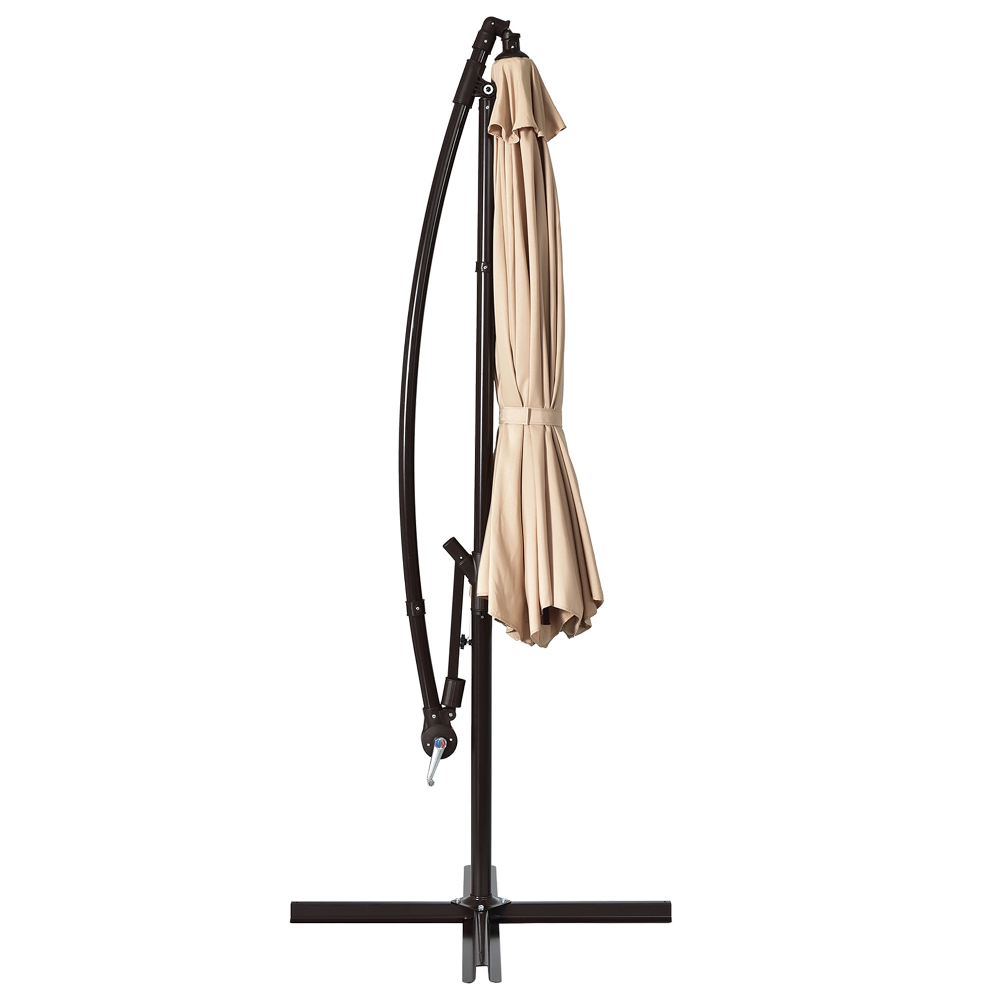 Gymax 10 ft Patio Cantilever Offset Umbrella Yard Garden Outdoor w/ 8 Ribs Beige