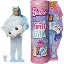 Barbie Cutie Reveal Snowflake Sparkle Fashion Doll with Husky Plush Costume, Mini Pet & Accessories