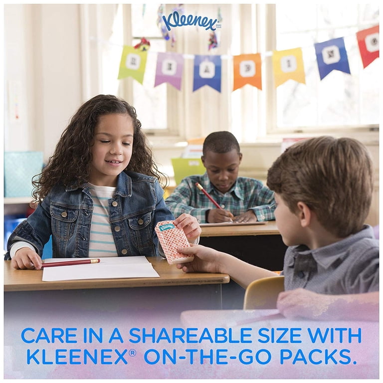 Kleenex, Facial Tissues, 8 On-The-Go Travel Packs, 80 Tissues