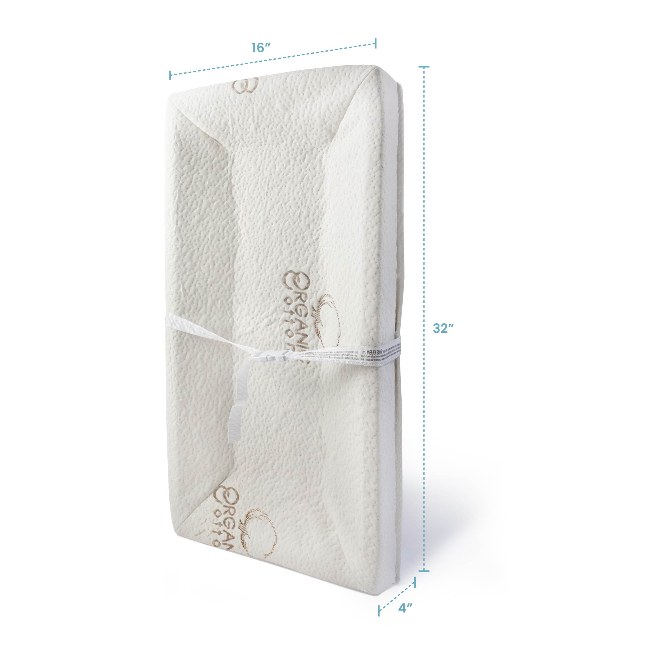 LA Baby 4-Sided 32" Diaper Changing Pad with 100% Organic Cotton Top Layer on Waterproof Cover, Ecru