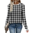 thumbnail image 2 of Elvqul Round Neck Shirts for Women Lightweight Tops Hood Long Sleeve Printing Waist Cinching Womens Shirts, 2 of 8
