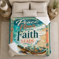 thumbnail image 5 of Coastal Sea Turtle Inspirational Text, Peaceful Coastal Landscape Scene, Soft Flannel Blanket for Beach House and Living Room, Beach Lovers Encouragement Gift, Coastal Home Decor, 5 of 9
