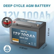 SGFYO Group Size 27 12V 100Ah AGM Deep Cycle Battery, 3% Self-Discharge Rate, 1100A Max Discharge Current,Sealed Solar Battery for RV,Golf Cart,Camping,off Grid,Trolling Motor