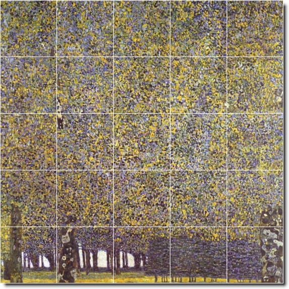 Ceramic Tile Mural-Gustave Klimt Country Painting 161. 30" w x 30" h using (25) 6 x 6 ceramic tiles