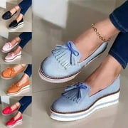 Ymiytan Women Slip On Platform Penny Loafers High Heel Wedge Moccasins Walking Sneakers