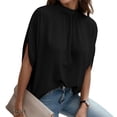 thumbnail image 4 of Weardear Bell Sleeve Tops for Women Casual Tie Back Elegant Dolman Sleeve Blouse Mock Neck Tops Silk Shirts, 4 of 7