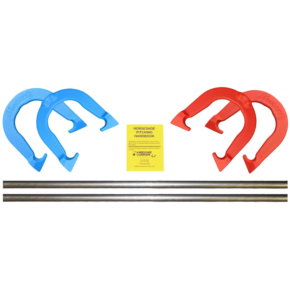 Mustang Professional Pitching Horseshoes Game Set, 4 Horseshoes (Red